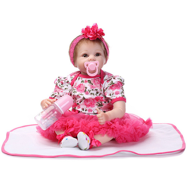 55cm Silicone Reborn Baby Doll kids Playmate Gift For Girls Baby Alive Soft Toys For Bouquets Doll Bebe Reborn