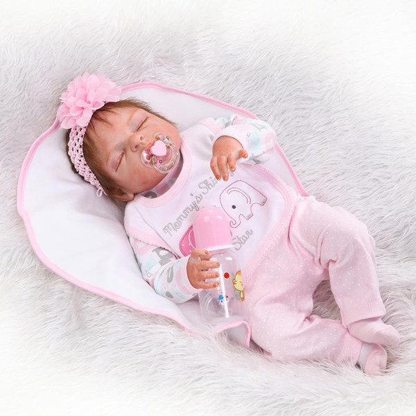 wholesale 23inch newborngirl baby full body soft silicone vinyl reborn doll simulation doll 57cm lifelike newborn bebe sleeping