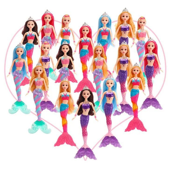 Glowing Fish Tail Mermaid Dolls Toys 3D Lenses Eyes Mermaid Dolls Toys Colorful Light Doll Music Girls Toys Gift