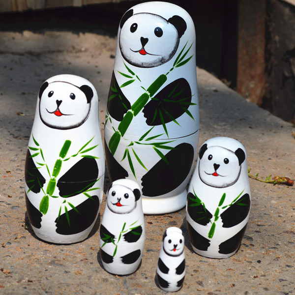 Russian matryoshka-children's educational toys, panda-style dolls, wooden handicrafts