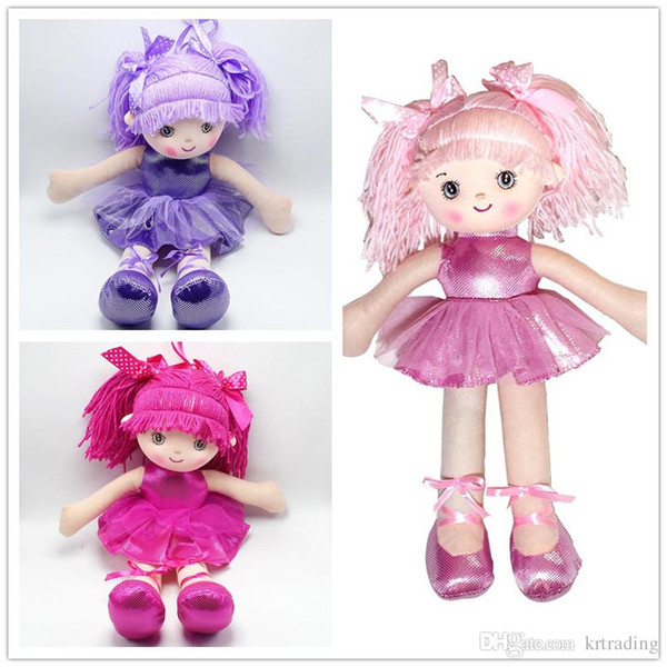 3 colors Cute dancing girls rag dolls 40cm girl style bow stuffed soft plush figures dolls toy kids gifts