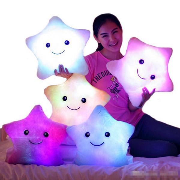 LED Flash Light Hold pillow five star Doll Plush Animals Stuffed Toys 40cm lighting Gift Children Christmas Gift Stuffed Plush toy K0282