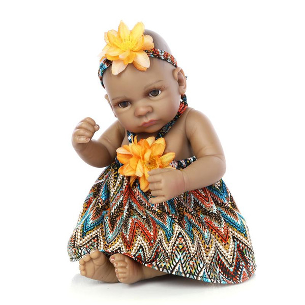 10 inch African American Baby Doll Black girl doll Full Silicone Body Bebe Reborn Baby Dolls children gifts kids toys play house toys