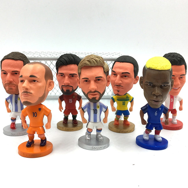 Soccerwe Soccer Dolls Lionel Messi Ronaldo Higuain Sneijder Neymar Mourinho Figure Statue 6.5 cm Height Mini Resin Toy Gift