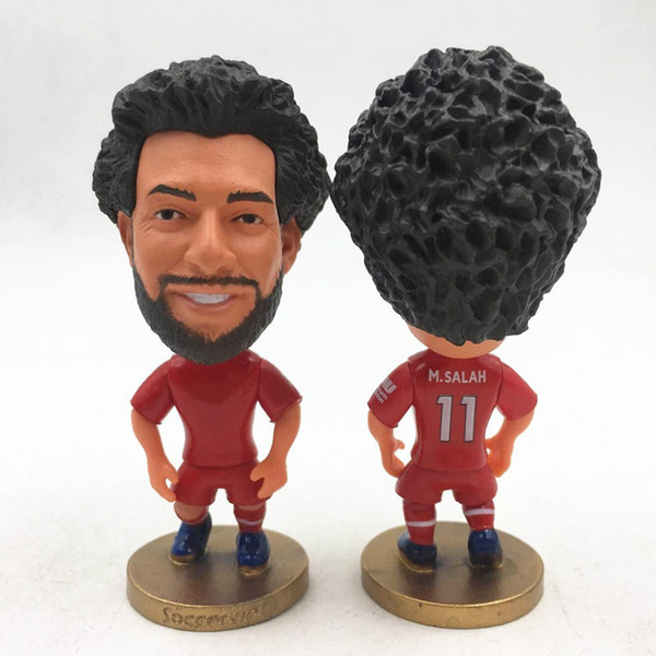 Soccerwe 2.55 Inches Height Resin Soccer Doll LIV Mohamed Salah Gerrard Coutinho Firmino Klopp Shaqiri Figurine Puppets Red Kits Mini Toy