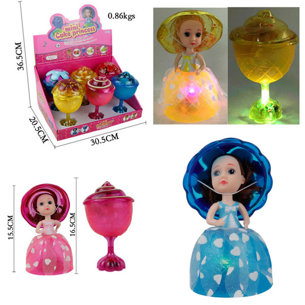 6pcs/box Magical Cupcake Princess Doll With LED Light Scented Reversible Cake Transform to Mini Princess Doll Girls Toys