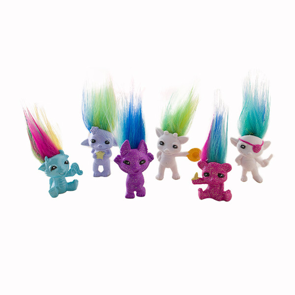 4cm Mini Size Trolls Pencil Topper The Good Luck Trolls Doll Movie Roles PVC Toys Gifts For Kids,Squinkies