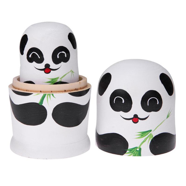 5pcs/Set Wooden Matryoshka Dolls Cute Panda Paint Children Kids