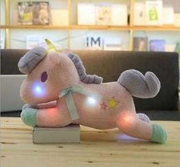 LED colorful unicorn doll plush toy birthday gift pillow