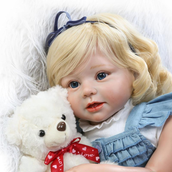 New America Roborn Toddler Dolls Girls Gifts Toys Blue Eyes Golden Hair 28 inch XL size Dolls