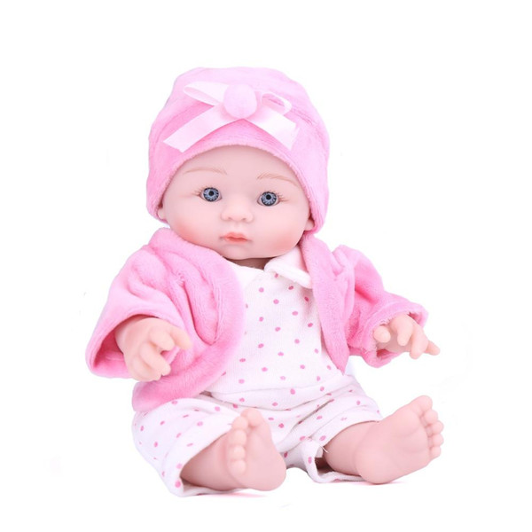 Reborn doll mini baby 8 inch cute lovely babe realistic little kids toys full vinyl pink girl winter hat christmas gift