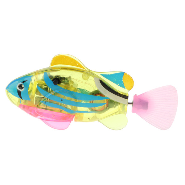 Transparent Electric Fish Robot with Water Grass, Kids Robotic Pet Toy w/ Lights Effect, Birthday Xmas Gift