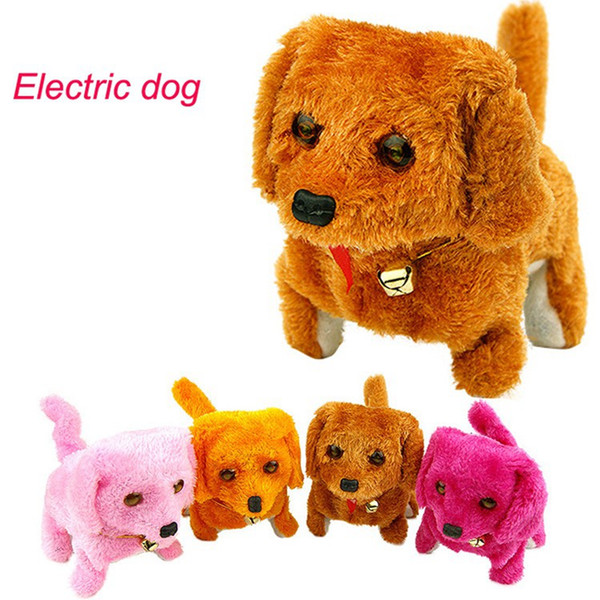 Electronic Dogs Kids Children Interactive Electronic Pets Doll Plush Neck Bell Walking Barking Electronic Dog Toy Christmas Gift OOA3603