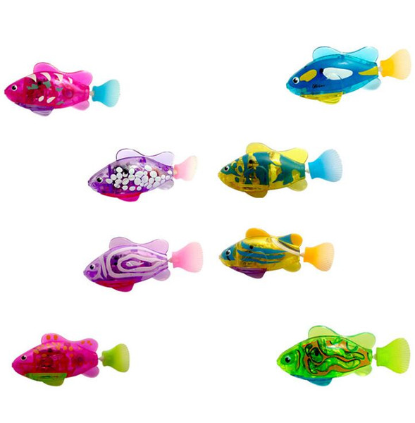 DHL Electric fish swimming water toys, baby bath electronic toys transparent glowing fish,