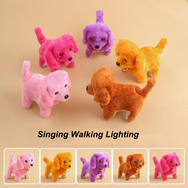 Children Electronic Plush Dog Toys Fashion Walking Barking Music Toy Funny Educational Electric Power Short Floss Dog Stuffed Animals Toys