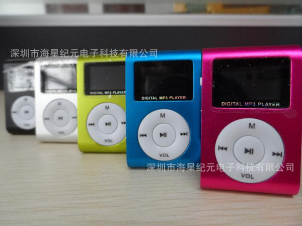 MP3 Player Mini Clip Music Player with LCD Screen Support Micro TF/SD Memory Card Come With USB Cables Earphones Crystal Retail