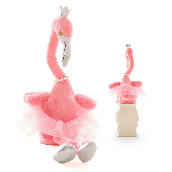 Electric Plush Flamingo Toys Crown Pearl Necklace Dancing Shoes Designer Plush 3D PP Cotton Stuffed Music Flashing Battery Baby Girls Gift