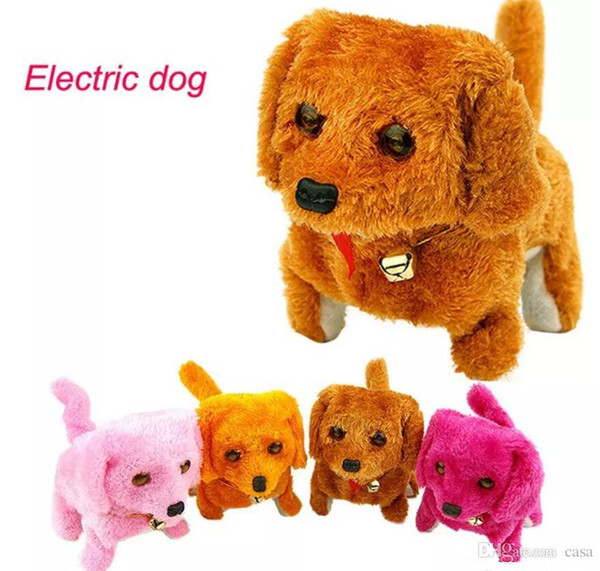 Electronic Dogs Kids Children Interactive Electronic Pets Doll Plush Neck Bell Walking Barking Electronic Dog Toy Christmas Gift 350Pcs