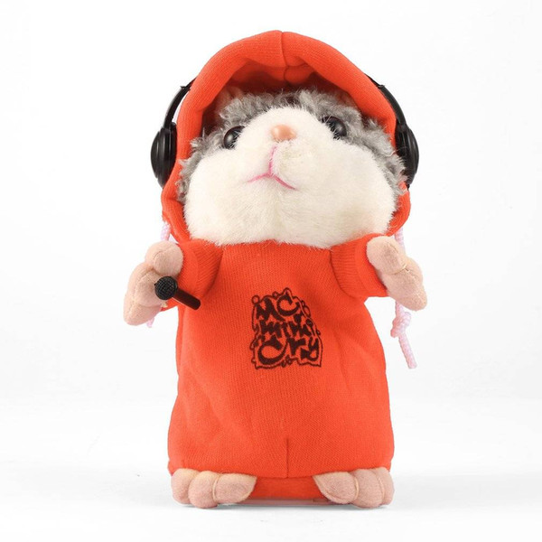 Electronic Educational Cute Talking Music DJ Hamster Plush Sound Record Hamster With Mic Animal Toy Orange