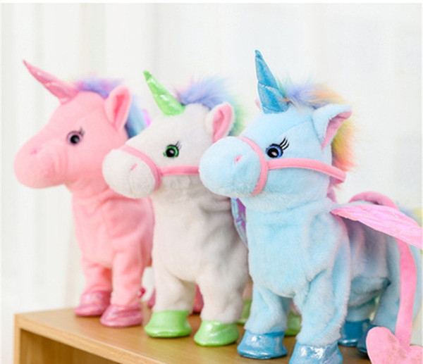 Singing and Walking Unicorn Electronic plush Robot Horses New Christmas Gift Electronic plush toys for Kids birthday gifts