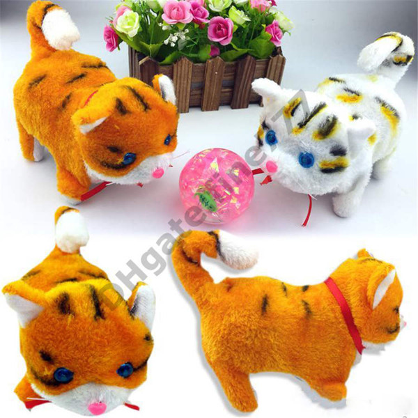 5 models Electronic Walking cat panda Kids Children Interactive Electronic Pets Doll Plush toys Neck Bell Barking cats Toy Christmas