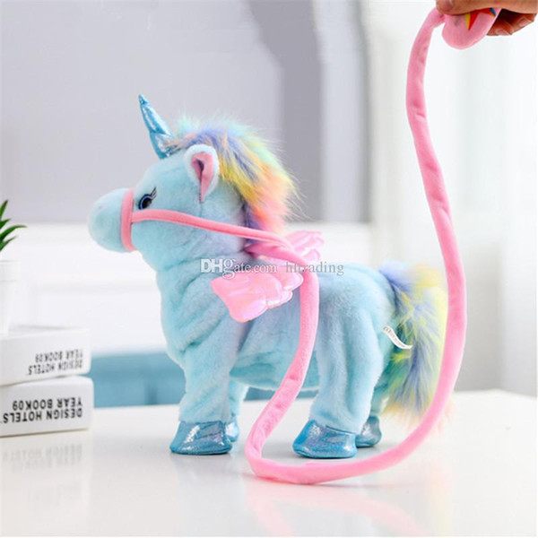 Electronic Pet Toys Sing and Walking Unicorn Electronic plush Robot rainbow Horses Christmas Gift kids Electronic plush toys 8 colors C5572