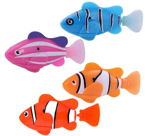 Lovely Robo Fish Water Activated Battery Powered Robofish kids Clownfish Bath Toys children Robotic Fish Electronic pet drop 