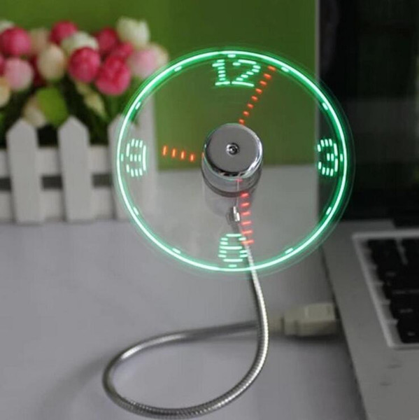 USB Gadget Mini Flexible LED Light USB Fan Time Clock Desktop Clock Cool Gadget Time Display Fan