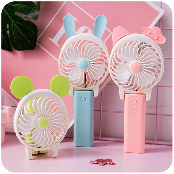 Mini Folding Portable Fan Cartoon Cat USB Rechargeable Foldable Handheld Summer Air Cooler Cooling Fan Portable Fan Kids Toys SEN348