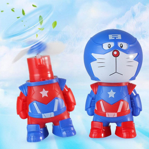 Mini Portable Summer Air Cooler Portable Fan Doraemon LED Night-light USB Rechargeable Multi-function Foldable Handheld Kids Toys gifts