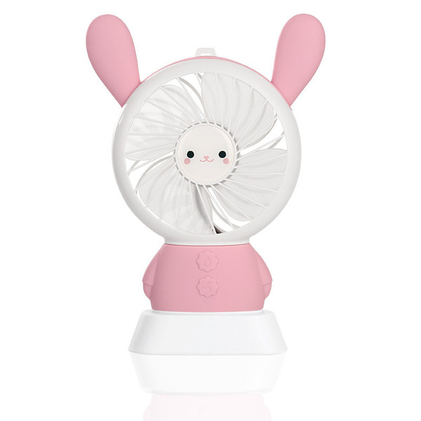 Cartoon mini fan portable hand-held small fan USB charging student dormitory desktop fan light