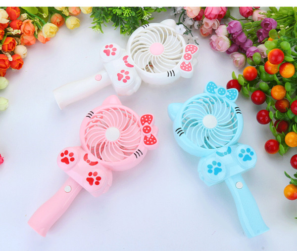 Mini Folding Portable Fan Cartoon Cat USB Rechargeable Foldable Handheld Summer Air Cooler Cooling Foldable Fan for Kids Students Toys Gift