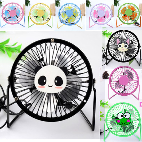 Portable Mini Carton Fans 14cm Metal USB Fans 360 Degree Rotate Super Quite Fans Multiple Choice