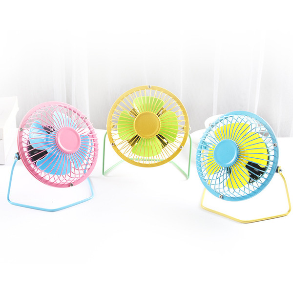 Hot new USB mini fan student dormitory cartoon 4 inch electric fan silent desktop office wrought iron small electric fan WCW310