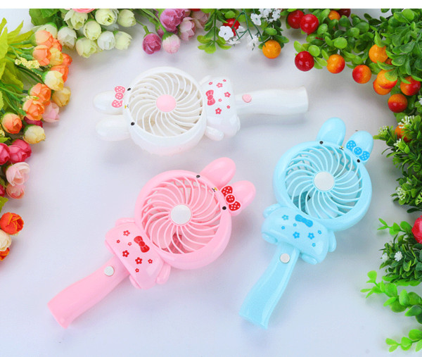 Mini USB Rechargable Cartoon Handheld Air Fan Cat Rabbit Design Summer Air Cooler Foldable Cooling Fan for Boys Girls Kids Students Gift