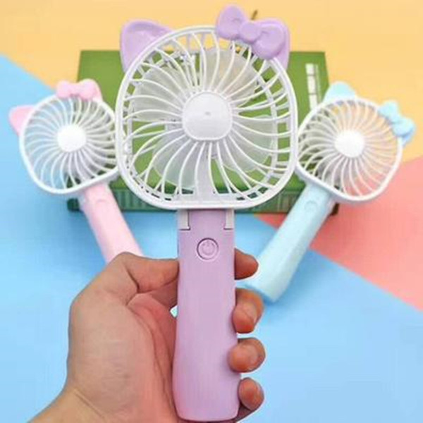 Mini Creative Folding Portable Fan Cartoon Cat USB Rechargeable Foldable Handheld Summer Cooler Fan Large Wind Power