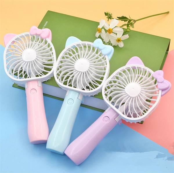 Mini Folding Portable Fan Cartoon Cat USB Rechargeable Foldable Handheld Summer Air Cooler Cooling Fan Portable Fan Kids Toys