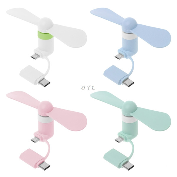 Draagbare nieuwe 2in1 Type C Micro USB Mini Fan Koeler voor Samsung Xiaomi Huawei HTC Mobiele Telefoon of alle power bank