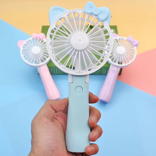 Mini Folding Portable Fan Cartoon Cat USB Rechargeable Foldable Handheld Summer Air Cooler Cooling Foldable Electric Fan for Kids Adults