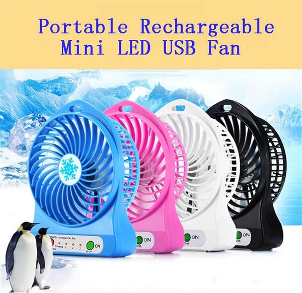 Top Sell Rechargeable LED Light Fan Air Cooler Mini Desk USB 18650 Battery Rechargeable Fan With Retail Package for PC Laptop Computer