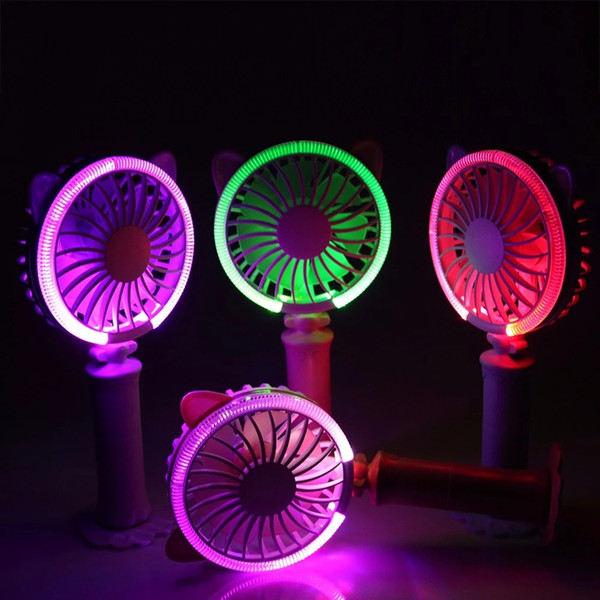 Cat Rechargeable Led Lighting Fan Electric Gadgets Handheld Twist cat Fan Night Light Air Conditioner Cool summer Cartoon Kids Novelty toys