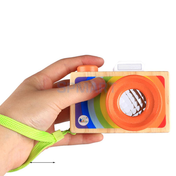 Kids Wooden Camera Toy Mini Cute Kaleidoscope Camera Kids Room Decor Christmas Birthday Gifts