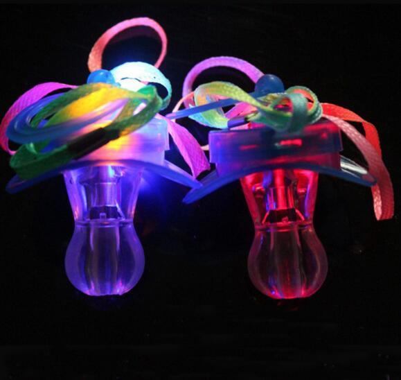 Led Pacifier Whistle Light Necklaces Nipple Flashing Kids Toy For Christmas Bar Party Toys YH1110