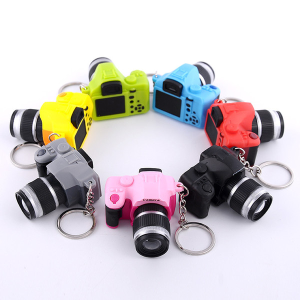 Simulation of SLR camera key pendant LED light sound Keychain bags ornaments Keychain small gifts