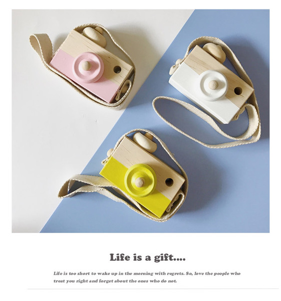 Lovely Cute Wooden Cameras Toys For Baby Kids Room Decor Furnishing Articles Child Birthday Gifts Nordic European Style 8 Colors