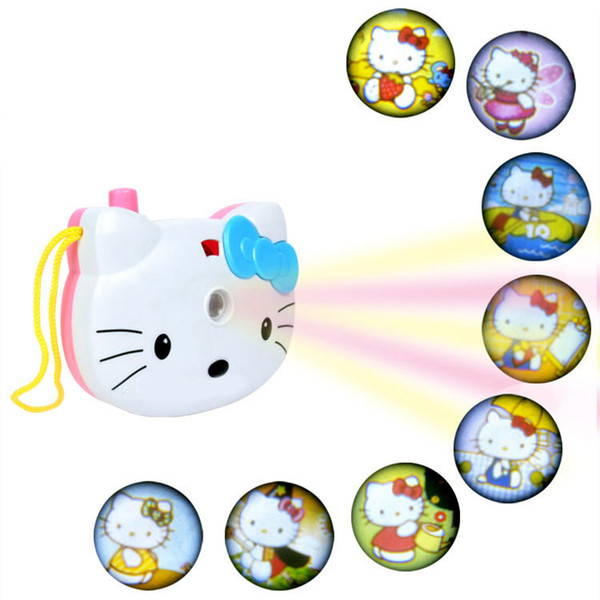 Cute Hello Kitty Light Projection Camera kids Educational toys Kids Projection Cartoon Pattern camera Children Gift JY212