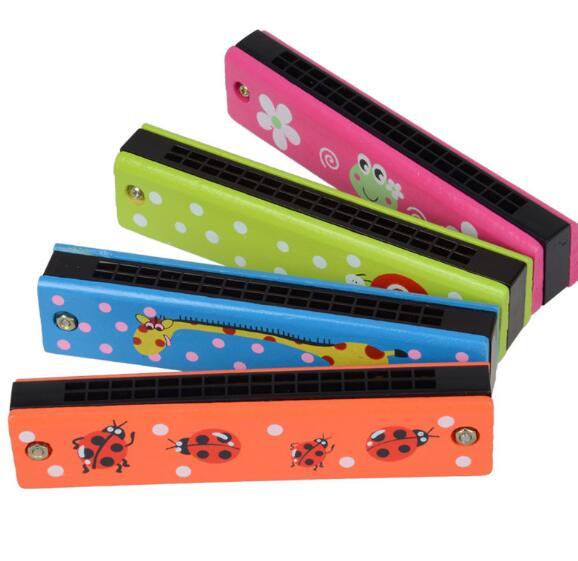 13*2.2*2.8cm Noise Mak Colorful Educational Musical Wooden Painted Harmonica Toy for Kids Children Gift Kid high quality YH1084