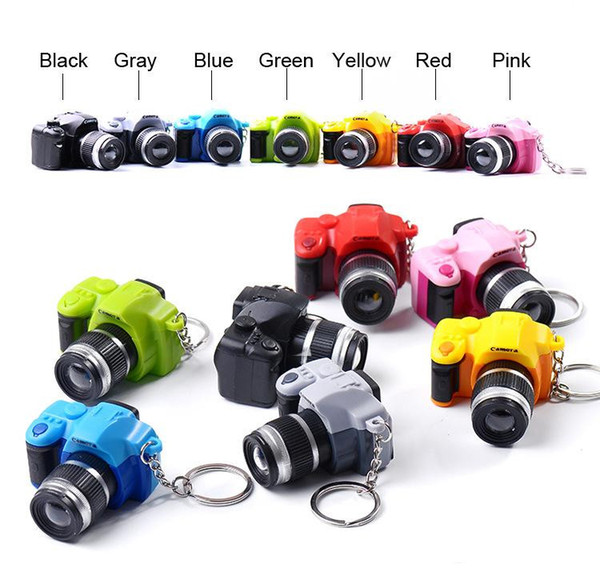 LED Luminous Plastic Toy Camera Sound Glowing Pendant Keychain Bag Accessories Key Chains Kids Digital SLR Camera Toy Creative Gifts