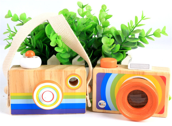 Funny Wooden Toy Camera Toy Children Fashion Clothing Accessory Hanging Camera Photography Kaleidoscope lens Toys For Children