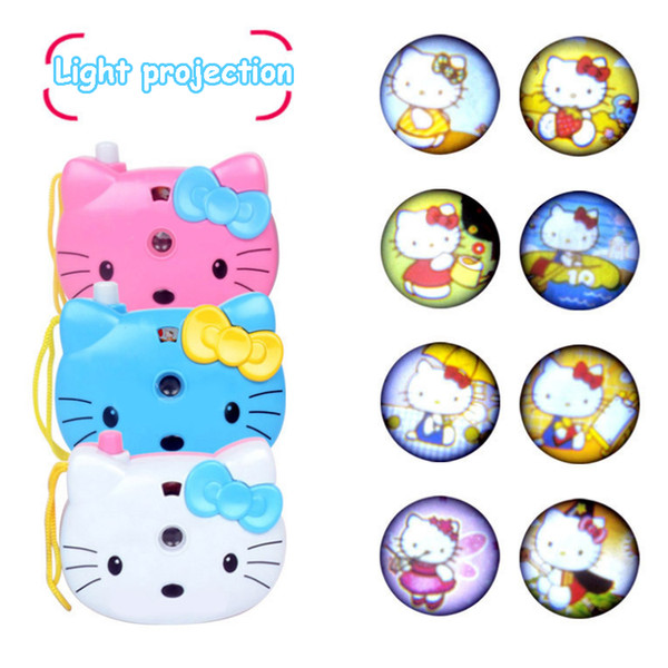 Cute Hello Kitty Light Projection Camera Kids Projection Cartoon Pattern camera kids Educational toys Children Gift DHL JY212